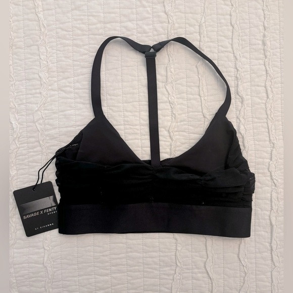 NEW SAVAGE X FENTY - Ruched Black Sports Bra with Adjustable Straps - Picture 10 of 12